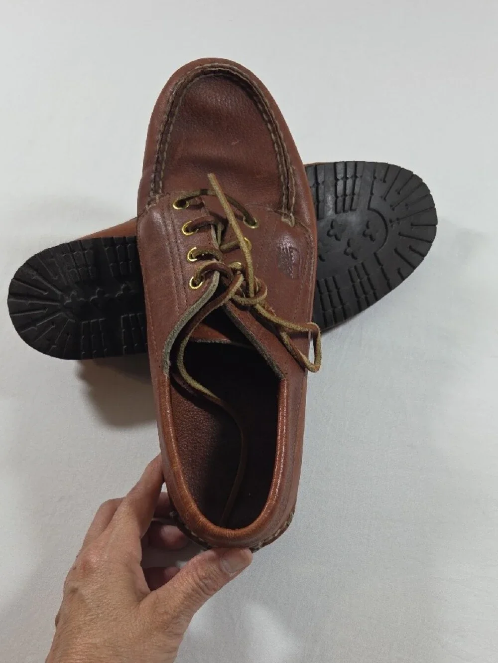 Timberland Men's Brown Leather Lace-Up Boat Shoes